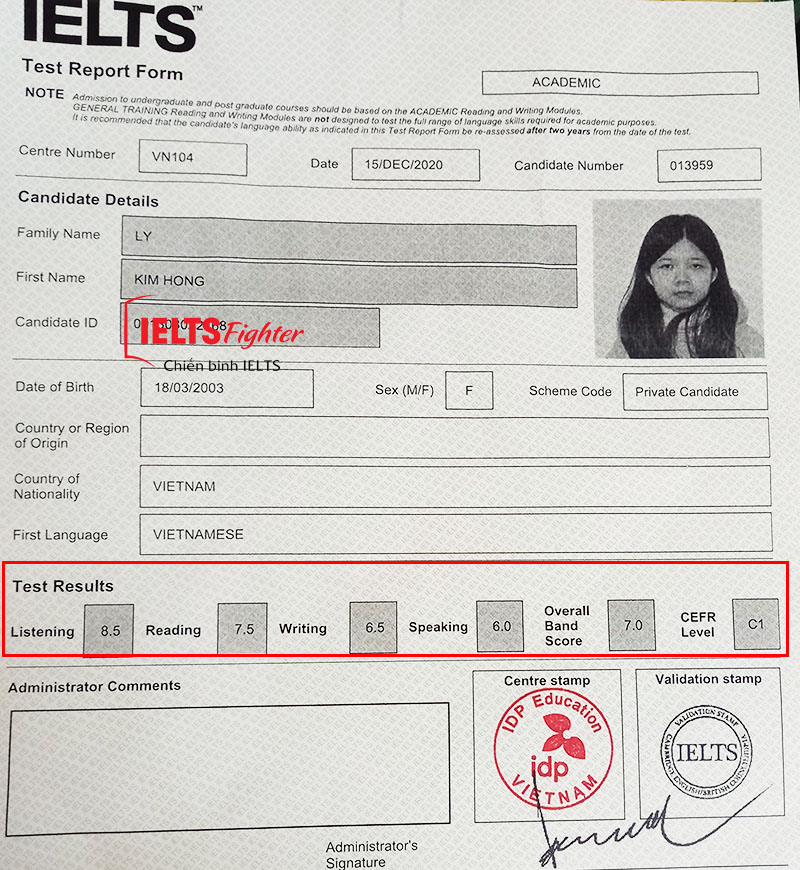 bảng điểm kim hồng