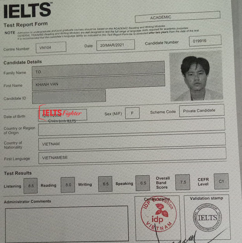 Khánh vân 7.5 IELTS - 2